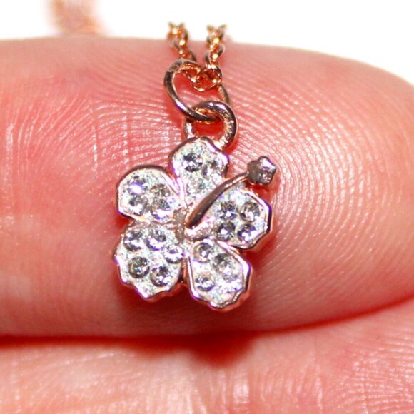 Sterling Silver LA Disney Floral Rose Gold Tone Minimalist Necklace - Picture 8 of 8